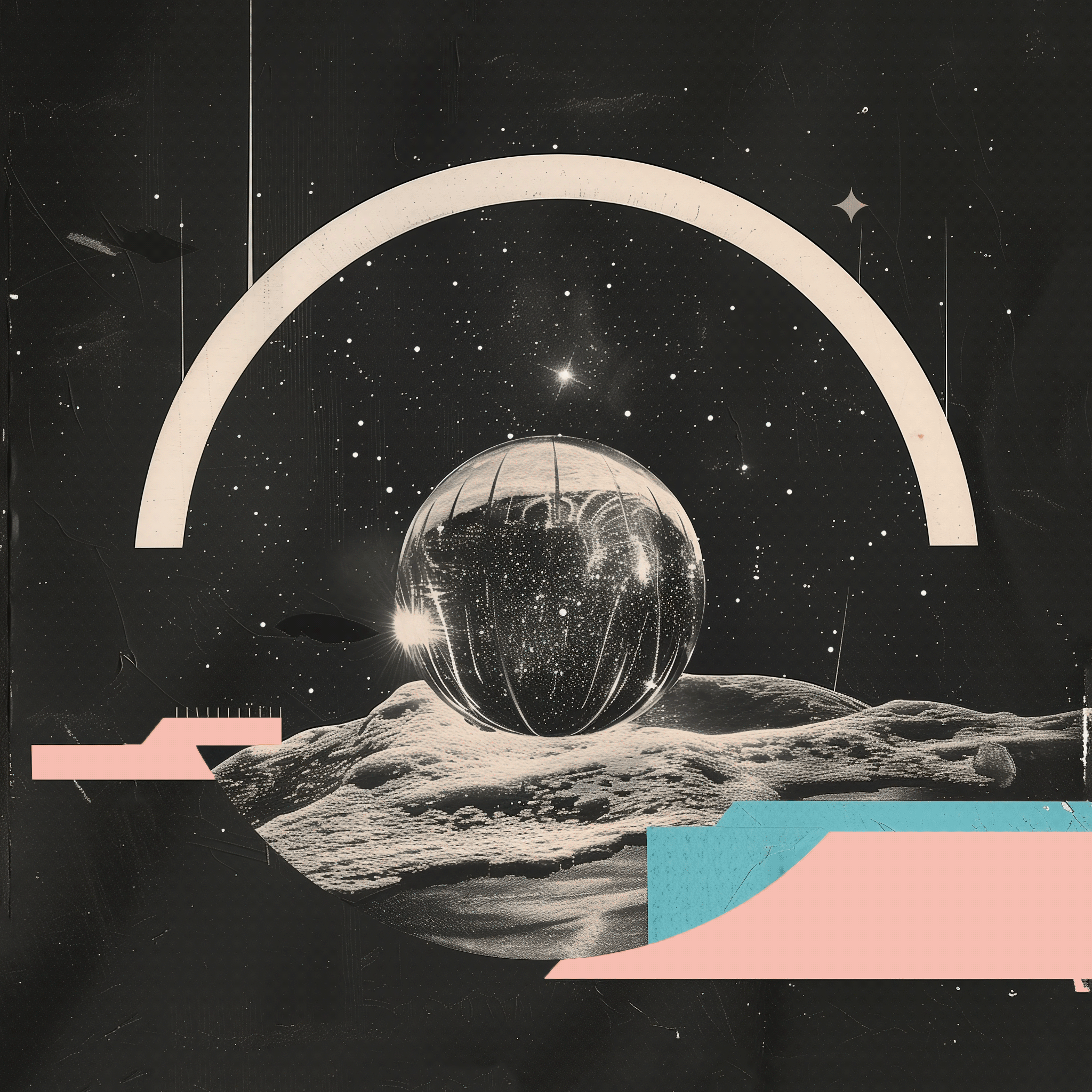 hands holding a crystal ball with wavy lines reflected inside